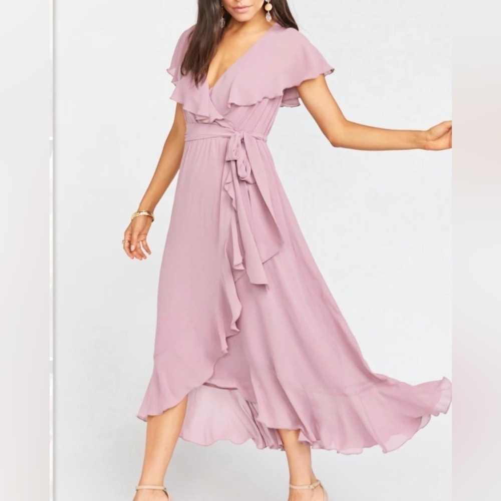 Show Me Your MuMu Jess Ruffle Midi Dress in Soft Beige - Picture 3 of 7